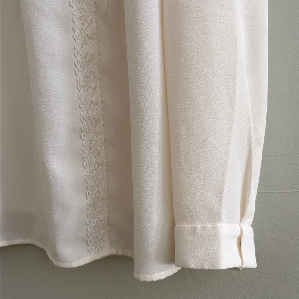 J.Jill Lace-Trim Pintucked Top ~ Cream L - Picture 4 of 6